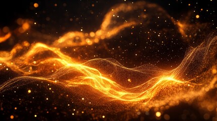 Fototapete - 3D abstract digital background with moving particles, flowing data streams, and intricate lines representing big data visualization on a dark backdrop