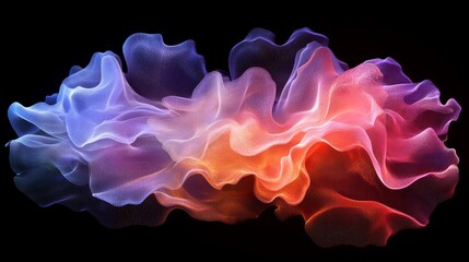 Fototapete - 3D digital abstract art featuring particles in motion, visualizing big data and information flow in a vibrant and fluid movement on a dark background 