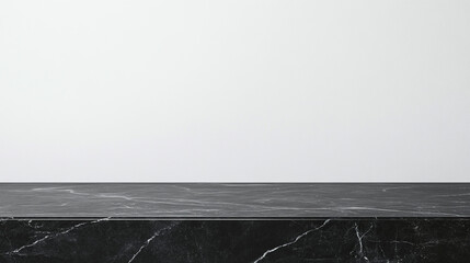 Poster - A dark marble surface with white veins against a plain white background in a studio setting for product display