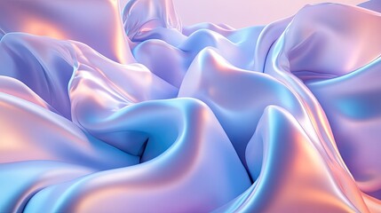 Poster - Soft Textured Waves in Pastel Colors with Iridescent Surface