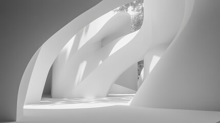 Poster - Abstract Architectural Design with Curved Shapes and Natural Light