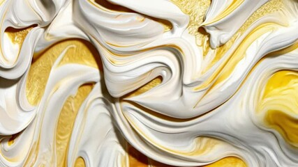 Poster - Abstract art with swirling cream and gold textures creating a dynamic visual flow showcasing elegance and creativity in a modern artistic expression