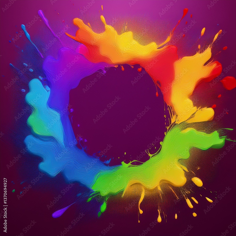 creative colorful border frame of rainbow paint splash abstract ...