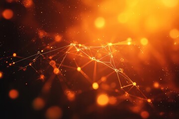Poster - Abstract representation of digital connections illuminated by warm orange lights