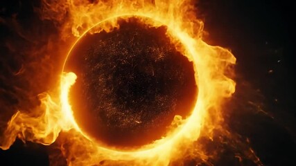 Poster - Fiery Planetary Sphere Glowing in Dark Space with Cosmic Textures and Starry Background Capturing the Essence of Otherworldly Energy and Warmth