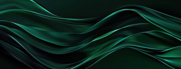 Poster - Dark green flow curve wave luxury cloth fabric movement modern futuristic dynamic energy abstract illustration.