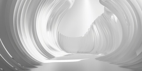 Poster - White backgrounds curve wave structure swirl smooth copy space round circle curl bend modern futuristic empty room.