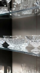 Poster - Elegant Crystal Shelves Reflecting Ambient Light in Modern Setting
