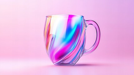 Aufkleber - glass mug displays swirling vibrant colors against a smooth pink backdrop, creating a visually appea