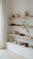Poster - Bright Minimalist Loft with Open Shelves and Earthy Decor Elements
