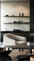 Poster - Sleek High Gloss Shelves in Contemporary Living Room Design