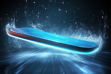 Poster - Floating tech concept with light effects and abstract water splash
