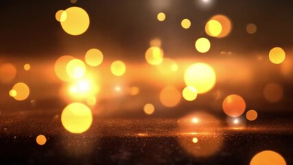 Poster - beautiful shimmering golden bokeh background with soft glows and sparkling lights creating a magical