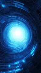 Poster - Futuristic Digital Vortex with Glowing Blue Light in Abstract Technology Background