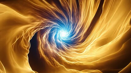 Poster - Mesmerizing swirl of golden and blue light creates dynamic cosmic vortex, evoking energy and wonder in this captivating illustration of swirling galaxies.