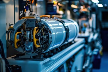 Poster - Advanced machinery within a modern engineering facility showcases complex design and technology