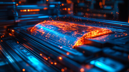 Poster - advanced document digitization process with ai: scanning and conversion techniques, high-tech visual