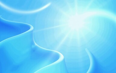 Poster - Vibrant blue and white flowing abstract wave background - stylish graphic design expressing futuristic technology, coolness, and dynamic movement