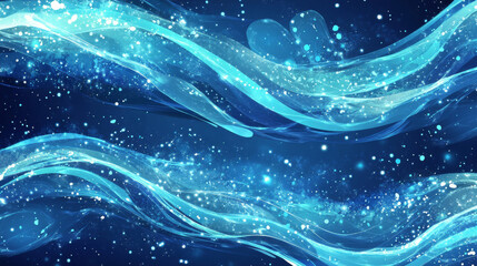 Poster - Set abstract vector banners with smooth shiny blue waves