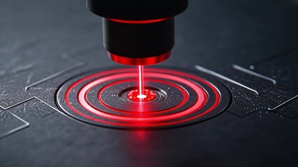 Poster - Precision Laser Targeting: Red Beam on Dark Surface