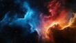 © AiPhotoSale - Vibrant nebula paints the edge of the universe. Swirling blues and oranges meet a star-dusted black void—a breathtaking cosmic vista