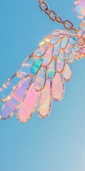 Poster - Metamorphosis Unbound Holographic Iridescent Wing Pattern Breaking Metallic Chains - Transformative Digital Art for Emotional Liberation and Creative Empowerment