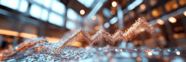 Poster - Quantum Economic Visualization Luminescent Digital Growth Trajectory with Metallic Flow Dynamics - Futuristic AI-Driven Market Analysis and Investment Strategy Insights