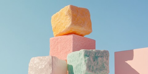 Aufkleber - Pastel Geometric Minimalism Abstract Cube Composition Exploring Modern Communication, Brand Identity, and Creative Design Strategies