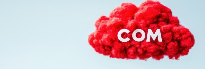 Leinwandbilder - Vibrant Cloud Computing Visual Explosive Red Digital Branding Landscape with .COM Iconography - Next-Gen Web Presence and Immersive Marketing Innovation