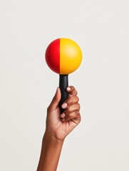 Aufkleber - Minimalist Color Pop Dynamic Hand-Held Sphere Design - Vibrant Interactive Technology Showcasing Ergonomic User Experience in Modern Digital Aesthetics
