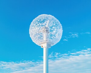 Poster - Next-Gen Climate Tech Futuristic Frost-Encrusted Sensor Globe Capturing Extreme Weather Dynamics in High-Resolution Environmental Monitoring