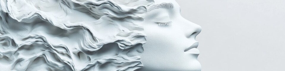 Aufkleber - Layered Mindfulness Winter Mental Health Awareness Campaign - Dimensional Paper Profile Sculpture Exploring Emotional Complexity for Wellness Brands