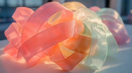 Aufkleber - Pastel Awareness Ribbons Soft Translucent Spring Advocacy Design for Health Campaigns, Digital Wellness Storytelling and Social Impact Branding