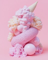 Poster - Pastel Aesthetic Fusion Soft Sculptural Ice Cream Texture Study for Gen Z Digital Content and Creative Branding Experiences