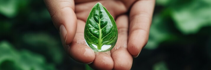 Poster - Regenerative Eco-Consciousness Droplet of Sustainability with Vibrant Green Leaf - Mindful Climate Innovation for Millennial Wellness Narratives
