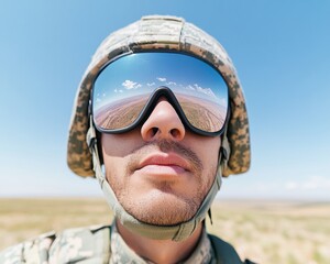 Aufkleber - High-Tech Defense Innovation Military AR Terrain Visualization with Next-Gen Tactical Eyewear - Immersive Augmented Reality Tactical Reconnaissance