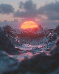 Aufkleber - Liminal Landscapes Surreal Sunset Terrain Visualizing Digital Emergence - Immersive Climate Tech Narrative for Next-Gen Creative Exploration