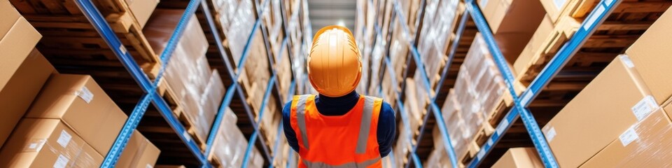 Fototapete - AI-Enhanced Logistics Precision Augmented Workflow Optimization in Smart Distribution Center with Immersive Supply Chain Technology and Industrial Safety Protocols