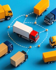 Fototapete - Next-Gen Logistics Visualization Minimalist Supply Chain Network Mapping with Interconnected Delivery Routes and Smart Transportation Infrastructure