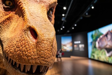 Aufkleber - Immersive Jurassic Tech Hyper-Realistic Dinosaur Holographic Experience Transforming Museum Education with Next-Gen Projection Innovation