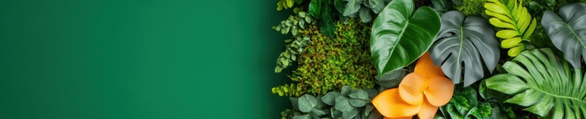 Poster - Verdant Urban Biophilic Design Lush Tropical Greenery with Vibrant Citrus Accent - Modern Workspace Wellness and Sustainable Interior Transformation