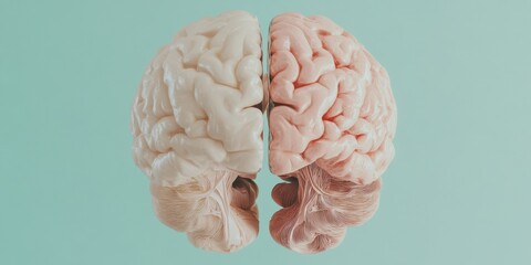 Fototapete - Neuroaesthetic Insight Minimalist Brain Hemispheres Visualization - Cognitive Performance and Mental Wellness Design for Digital Health Innovation
