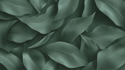Poster - Elegant botanical pattern featuring soft green leaves in a balanced minimalist layout