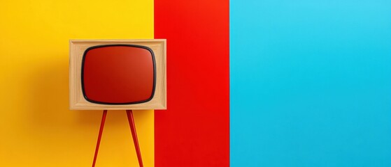 Aufkleber - Nostalgic Pop Art Television Mid-Century Modern Design Meets Retro Color Blocking - Vintage Electronics Inspiration for Creative Content Creators