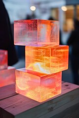 Poster - Luminous Transparency Interactive Design Innovation - Translucent Geometric Blocks Redefining Modern Spatial Learning and Sensory Engagement