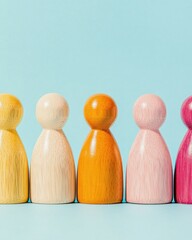 Aufkleber - Inclusive Design Palette Minimalist Wooden Figurines Symbolizing Diversity, Equity and Organizational Transformation in Modern Workplace Strategies