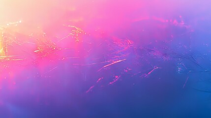 Poster - Vibrant pink and purple gradient background with ethereal light streaks and scratched texture creates dreamy atmospheric mood for modern design projects.