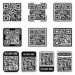 Fototapete - Collection of nine QR codes with 