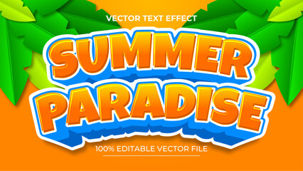 Poster - Summer text effect 3d editable text effect with background illustration