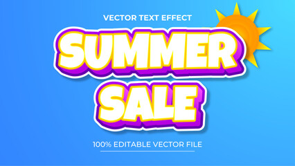 Poster - Editable text effect summer sale 3d style on sky background